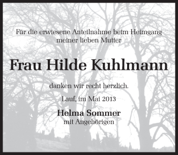 Traueranzeige von Hilde Kuhlmann von Pegnitz-Zeitung